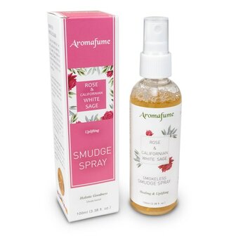 aromafume smudge spray witte salie en roos