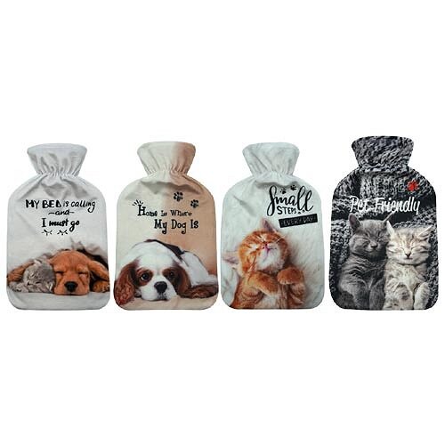 warmwaterkruik - kruik met hoes - hond - spreuk - 2 liter