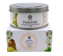 Edelsteen geurkaars positivity green tea citrien